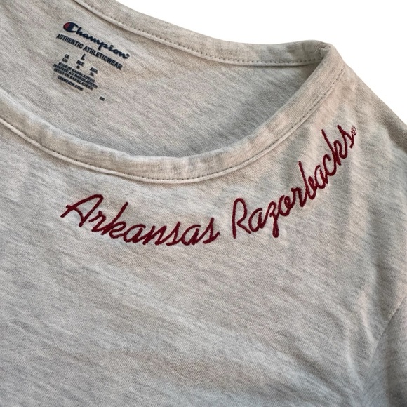 Womens Champion Arkansas Razorback Long Sleeve Embroidered Shirt - Picture 2 of 7